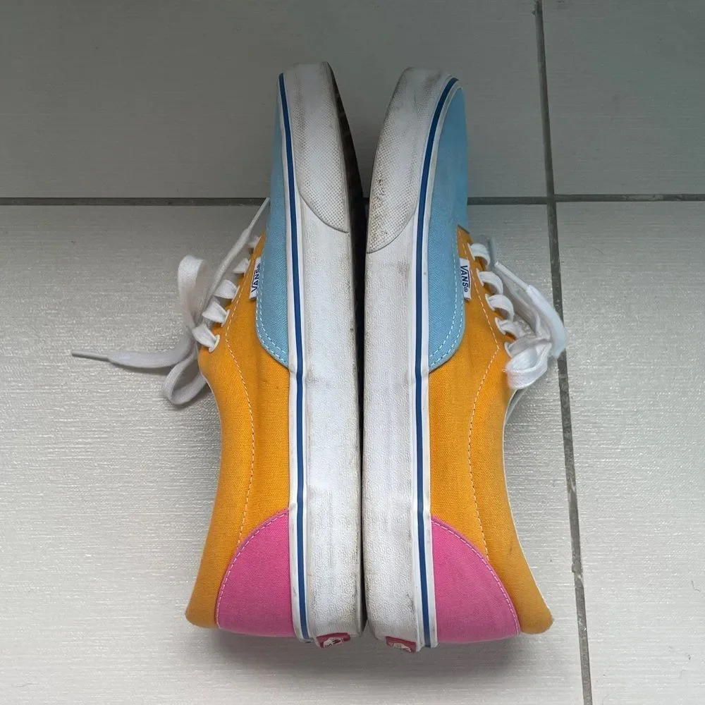 Vans Blue, Yellow, and Pink Low-Top Sneakers